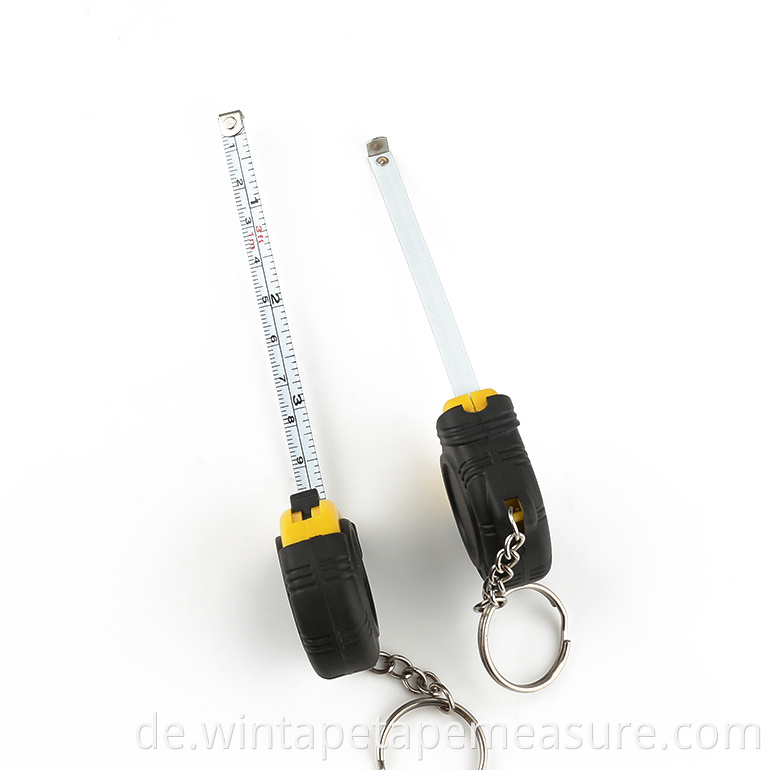 Blaues Karabiner-Meter Mini-Stahlbandmaß 2m 1m mit Ihrem Firmennamen eingebrannt